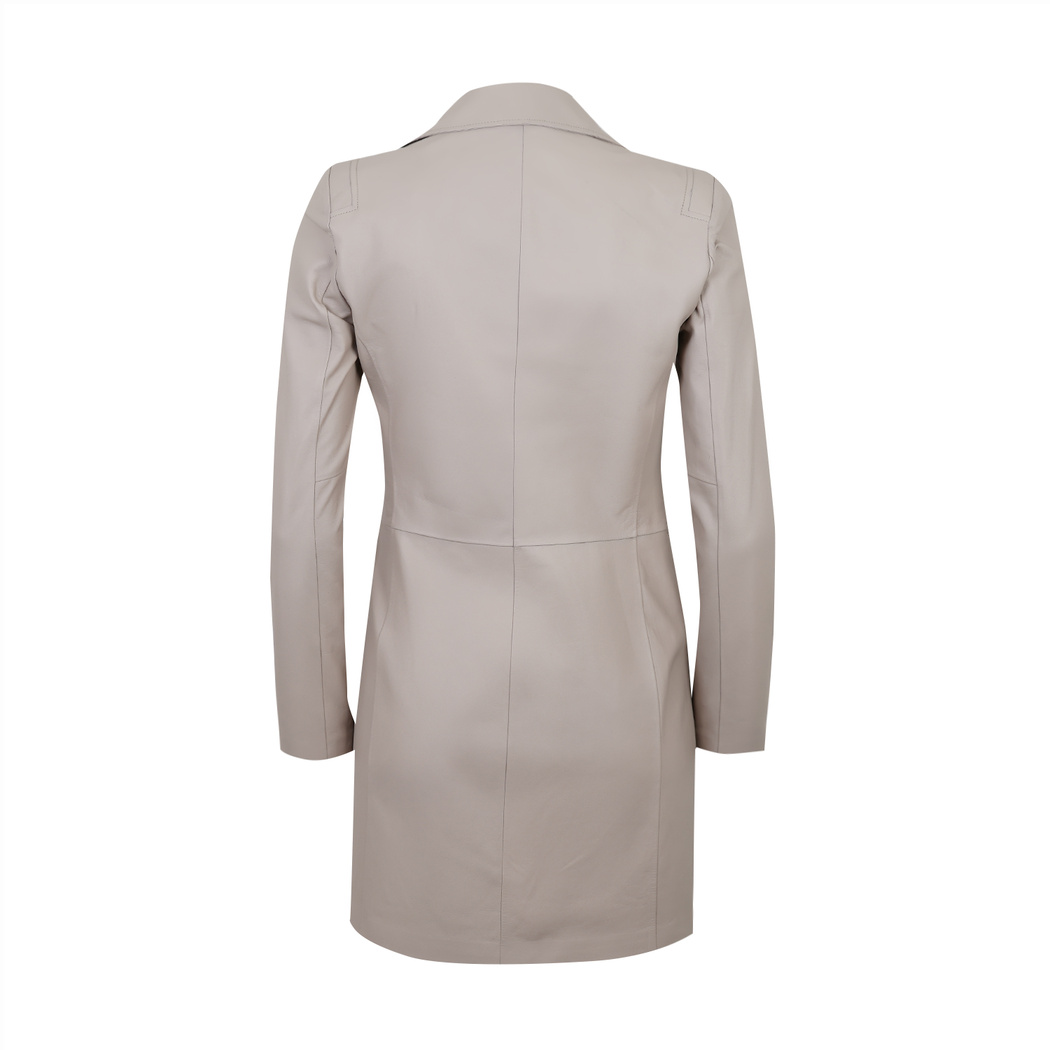 Adrina Krem Kadın Deri Trençkot