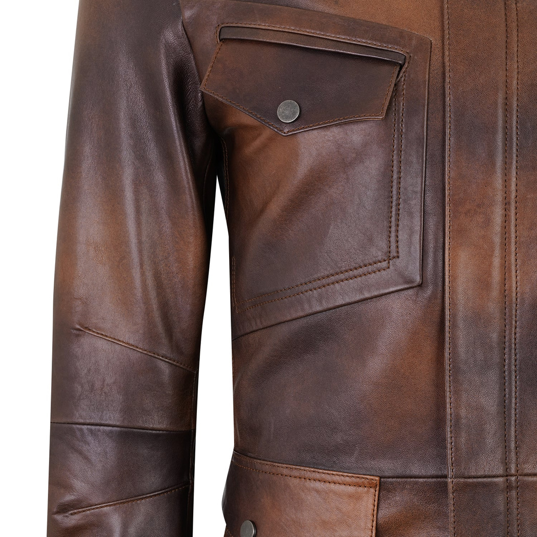 Adymn Kahve Erkek Vintage Deri Mont