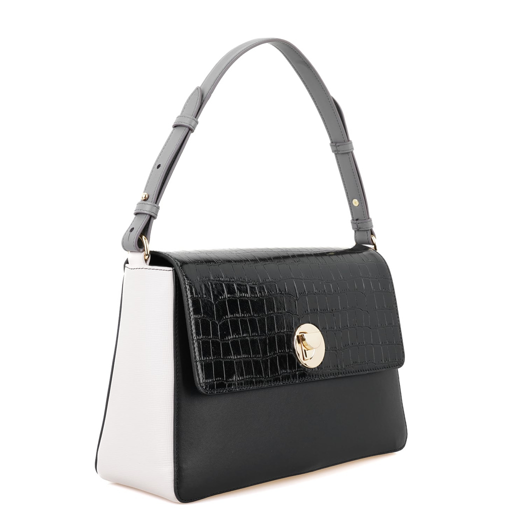 Afrooz Siyah Kadın Kroko Baskılı Deri Omuz Çantası