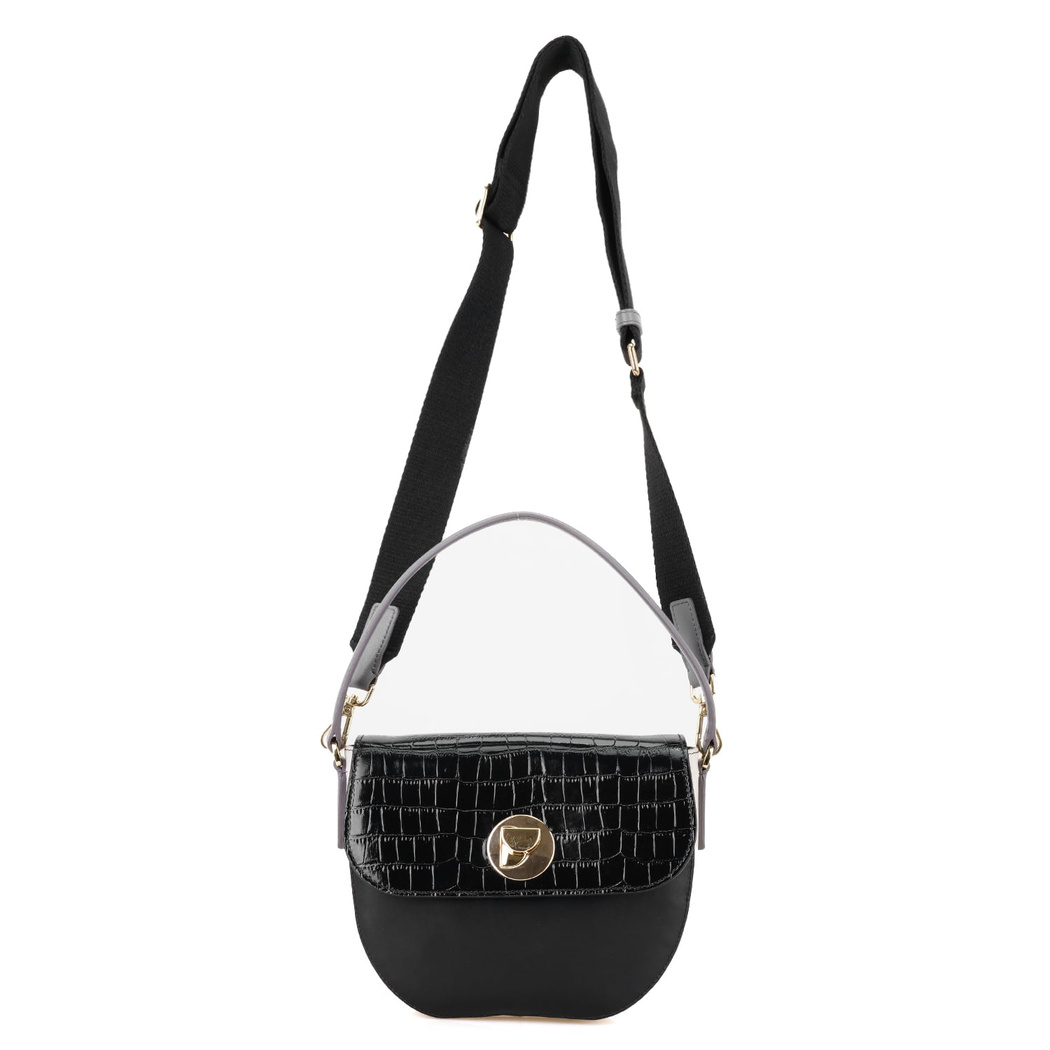 Afsooz Siyah Kadın Kroko Baskılı Deri Omuz Çantası