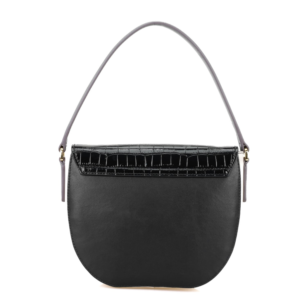 Afsooz Siyah Kadın Kroko Baskılı Deri Omuz Çantası