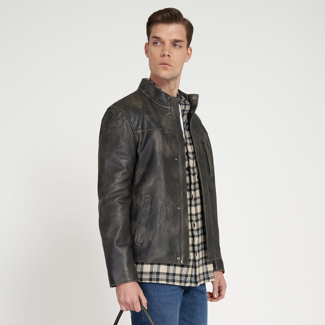 Aibel Siyah Erkek Deri Ceket