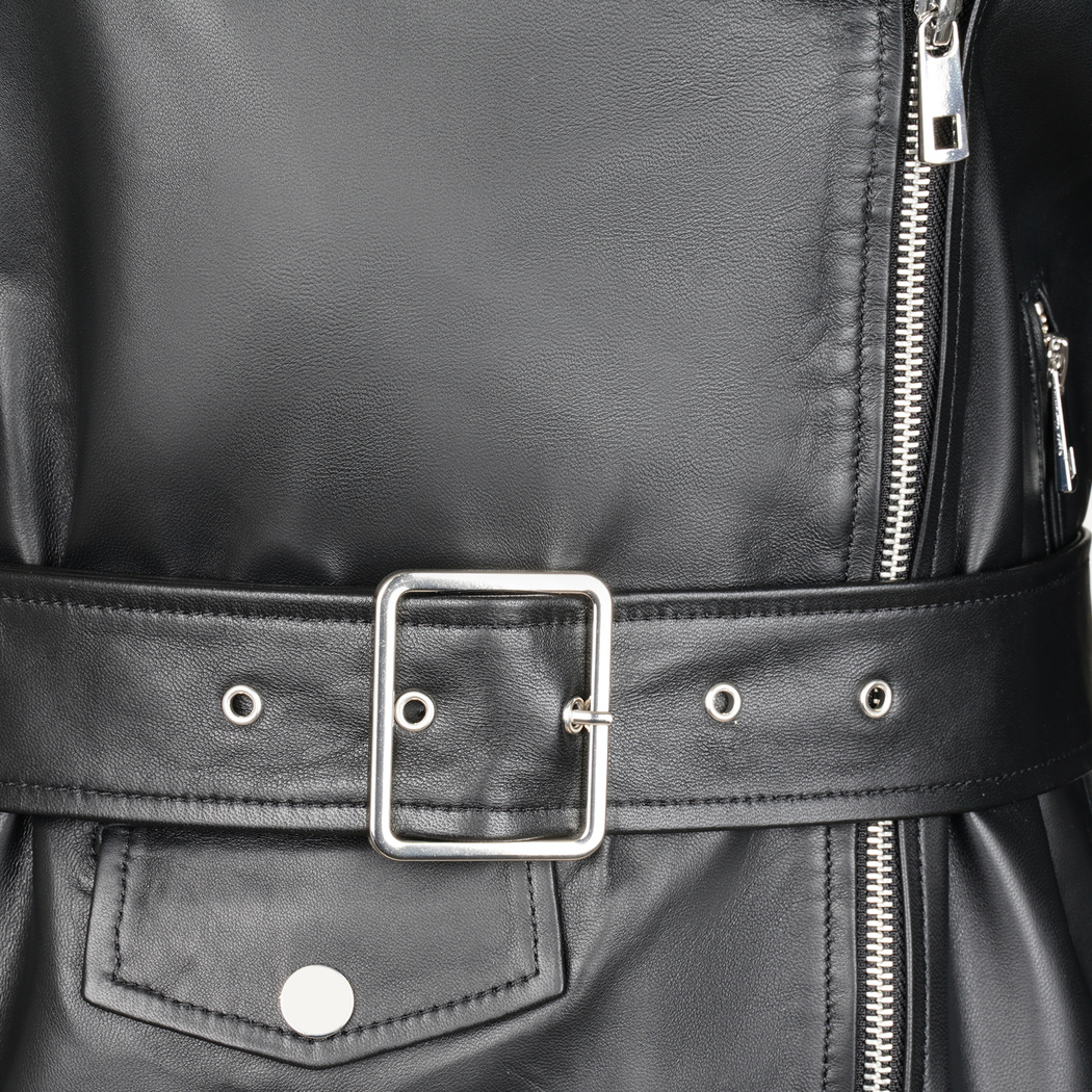 Akela Siyah Kadın Deri Biker Ceket