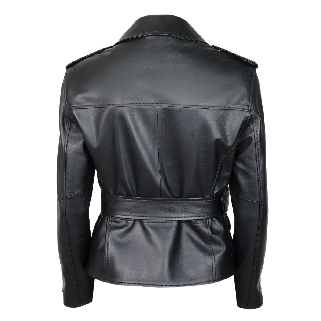 Akela Siyah Kadın Deri Biker Ceket