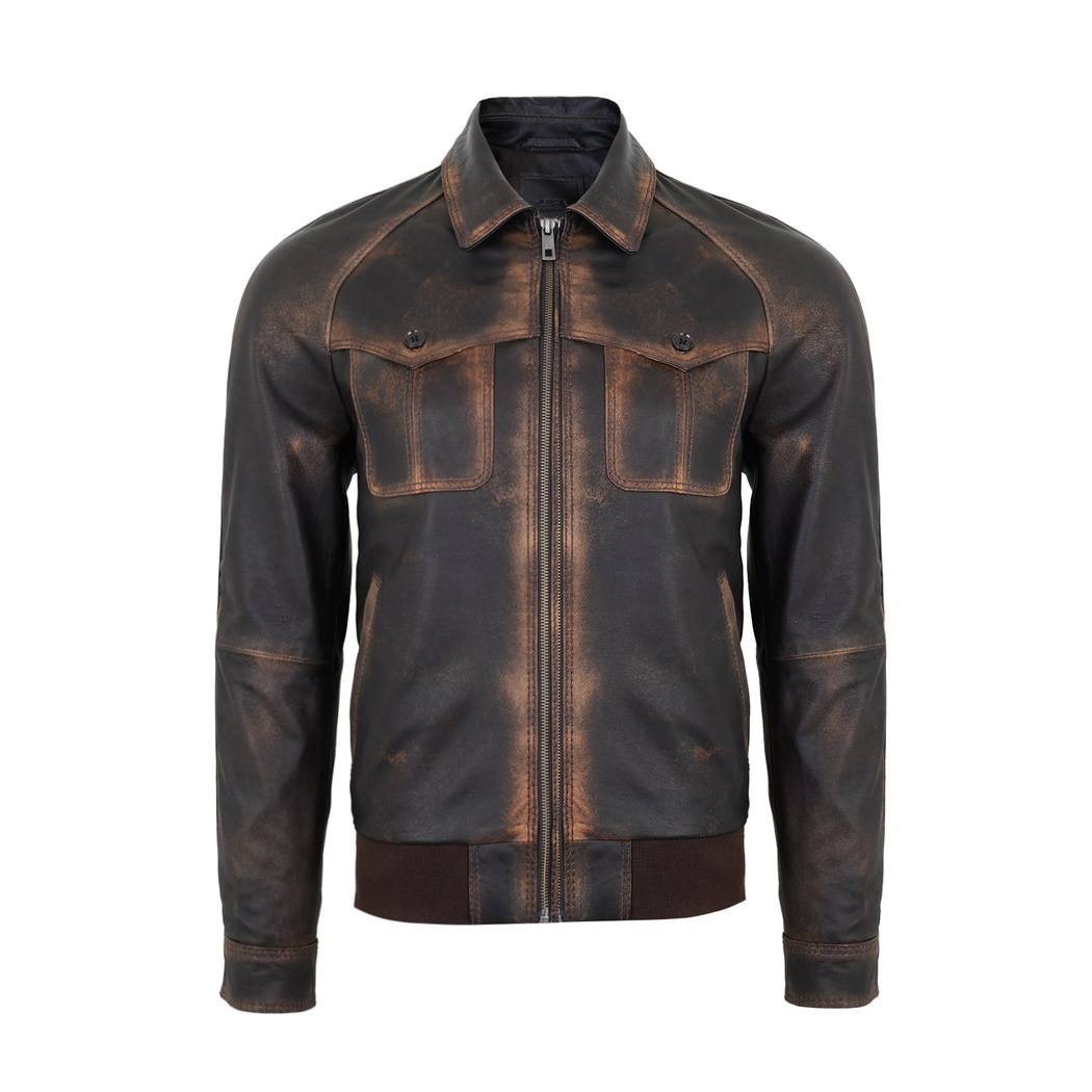 Akon Kahve Erkek Vintage Deri Mont