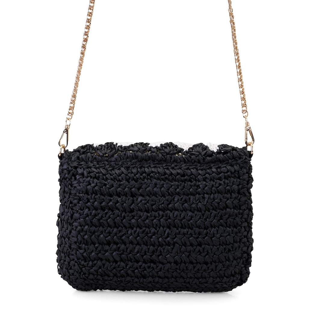 Alaina Siyah Kadın Hasır Omuz Çantası