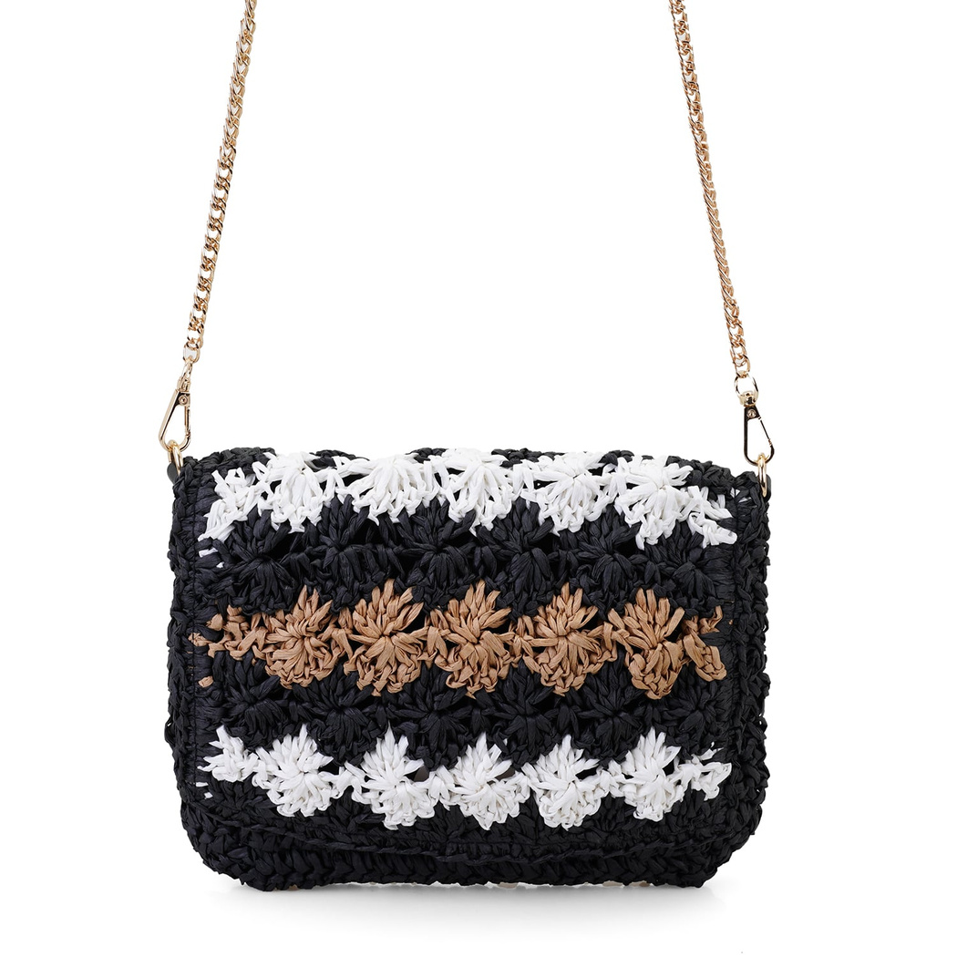 Alaina Siyah Kadın Hasır Omuz Çantası