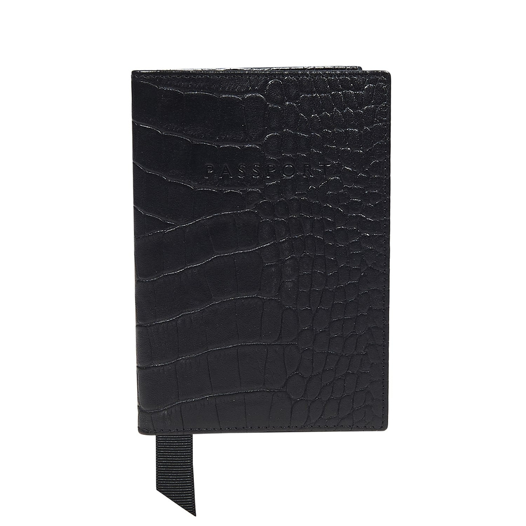 Alameda Mat Kroko Baskılı Deri Pasaportluk