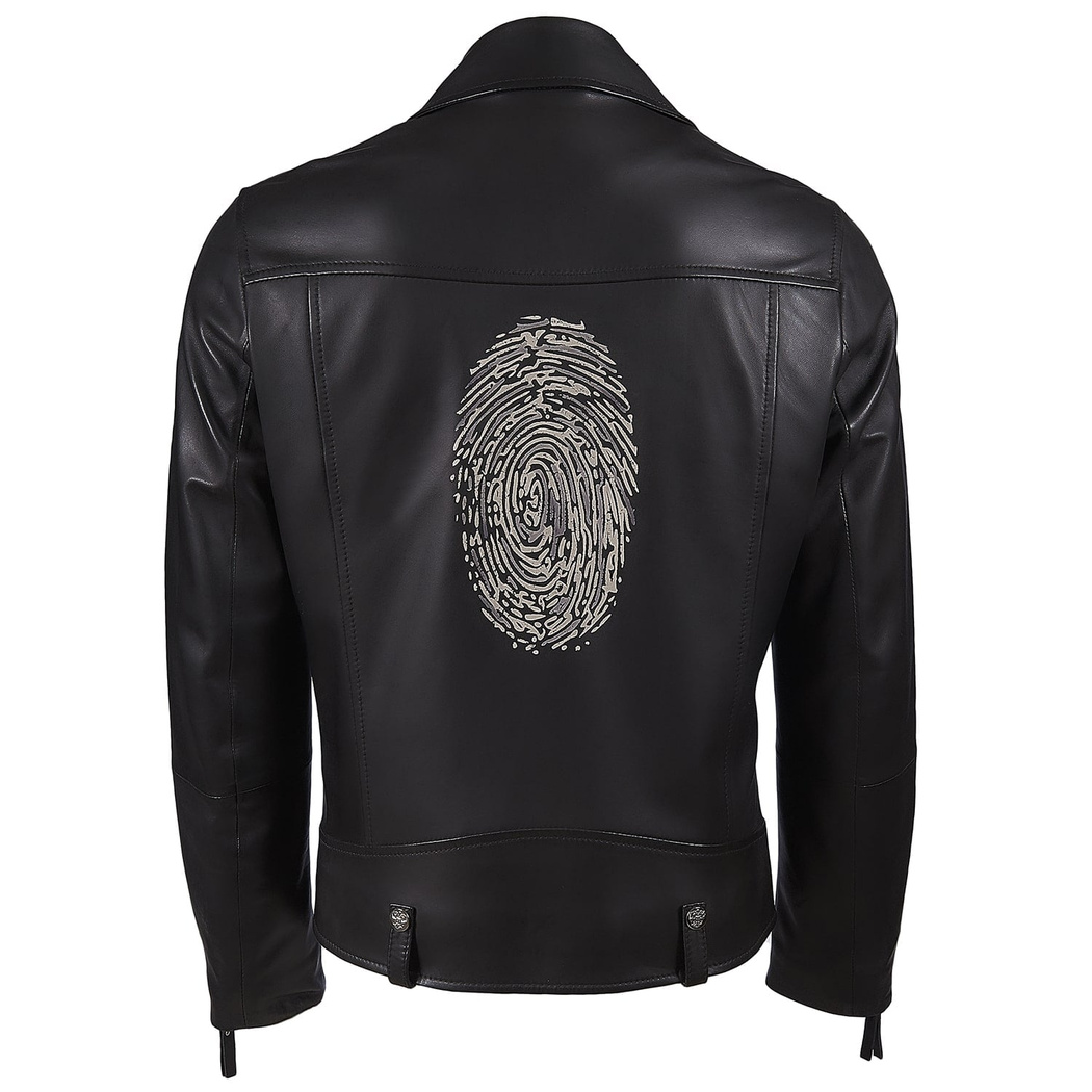 Alanzo Erkek Baskılı Biker Deri Mont