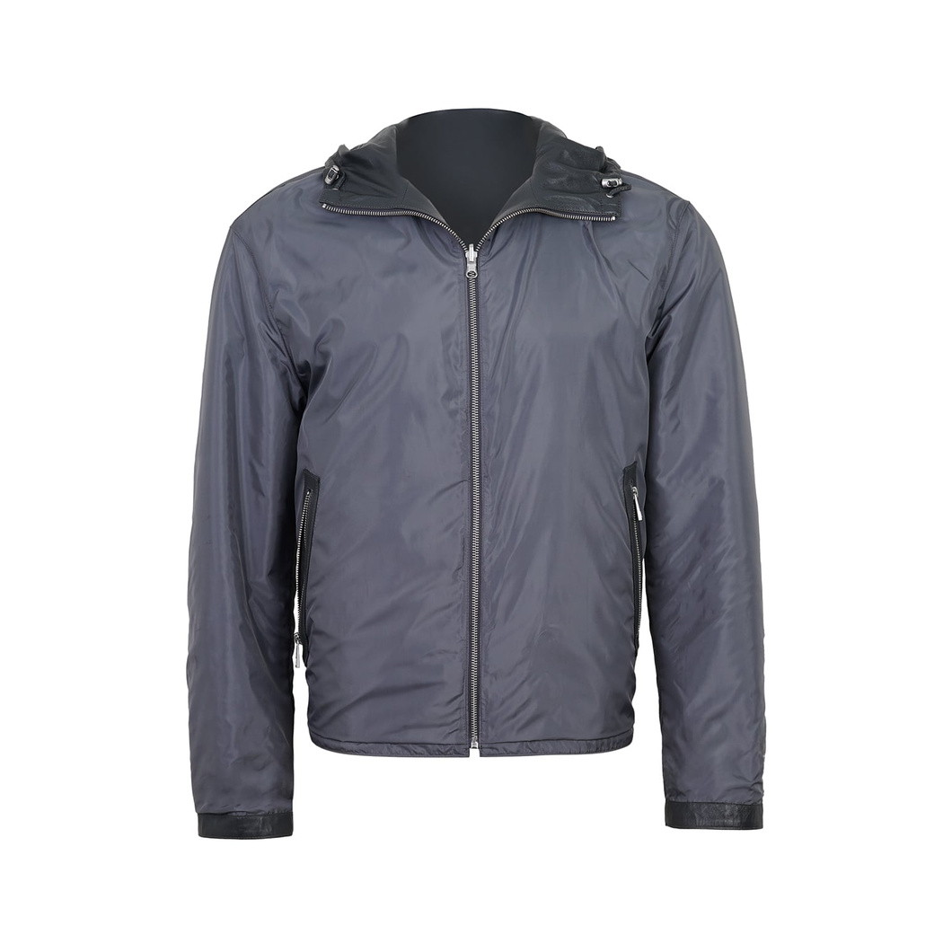 Alanzo Gri Erkek Çift Taraflı Bomber Deri Ceket