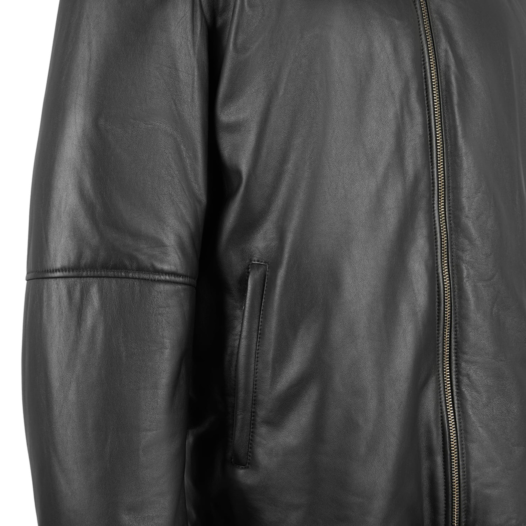 Alanzo Siyah Erkek Çift Taraflı Deri Bomber Ceket