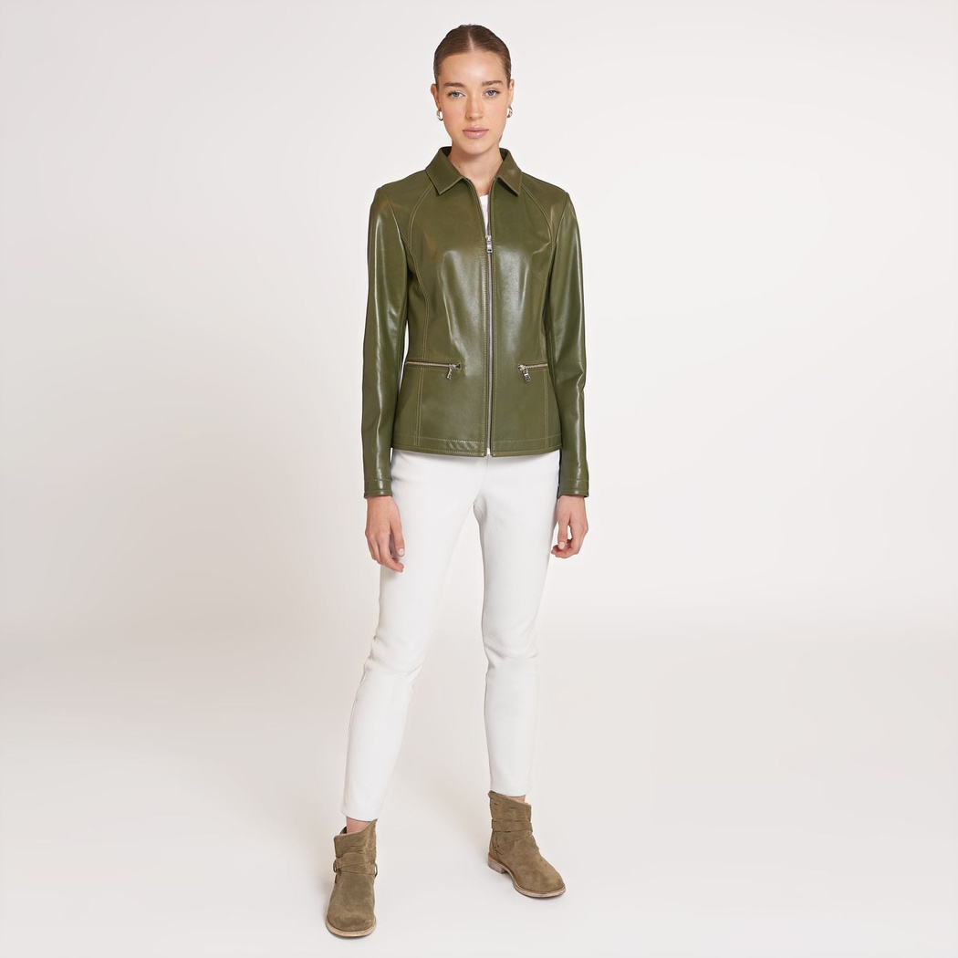 Alda Kadın Gömlek Yakalı Deri Ceket