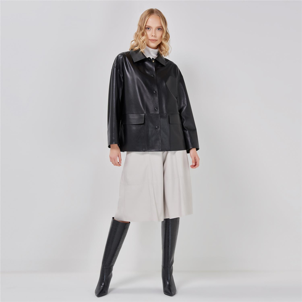 Aldene Kadın Deri Oversize Ceket