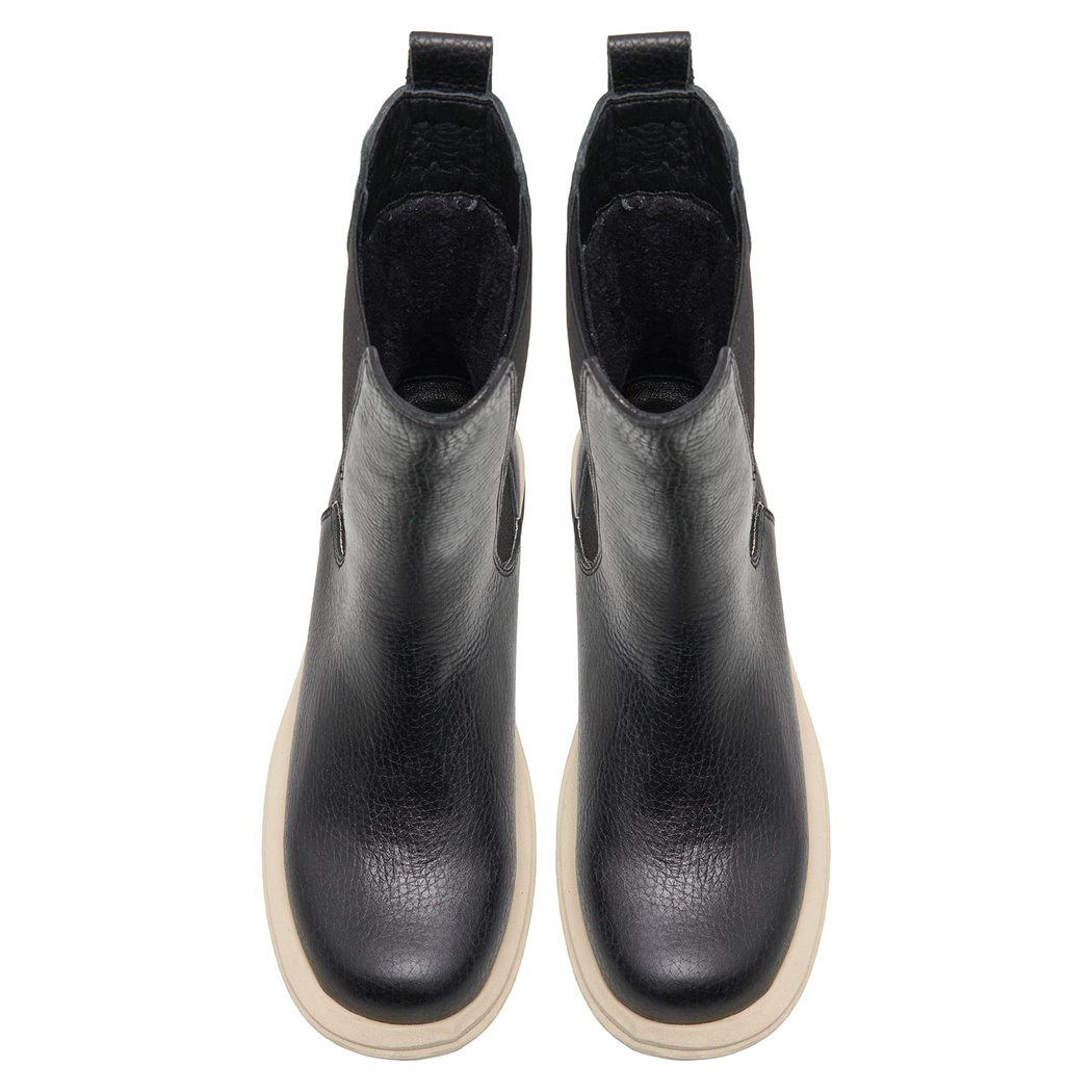 Alee Siyah Kadın Yandan Lastikli Deri Chelsea Bot