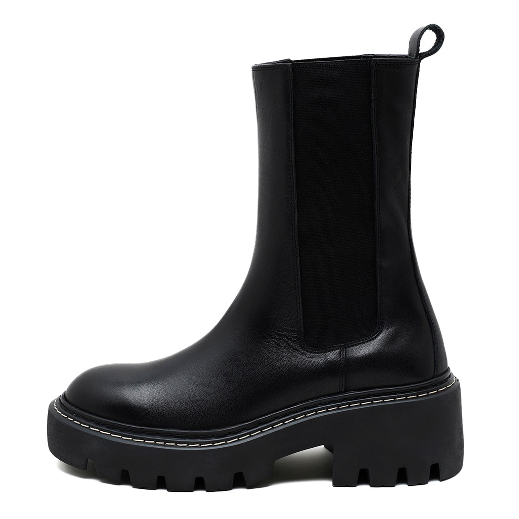 Aleta Siyah Kadın Yandan Lastikli Deri Chelsea Bot