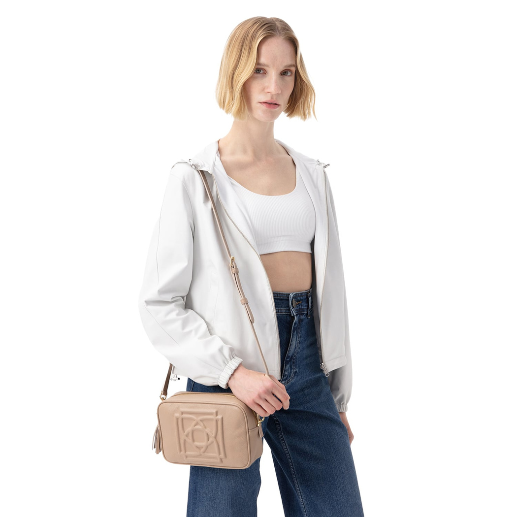 Alette Beyaz Kadın Çift Taraflı Bomber Deri Ceket