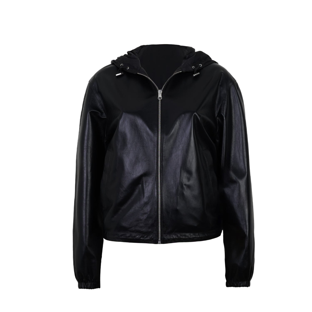 Alette Siyah Kadın Çift Taraflı Bomber Deri Ceket