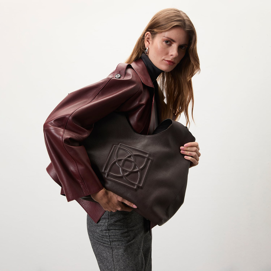 Alexandra Kahve Kadın Deri Omuz Çantası