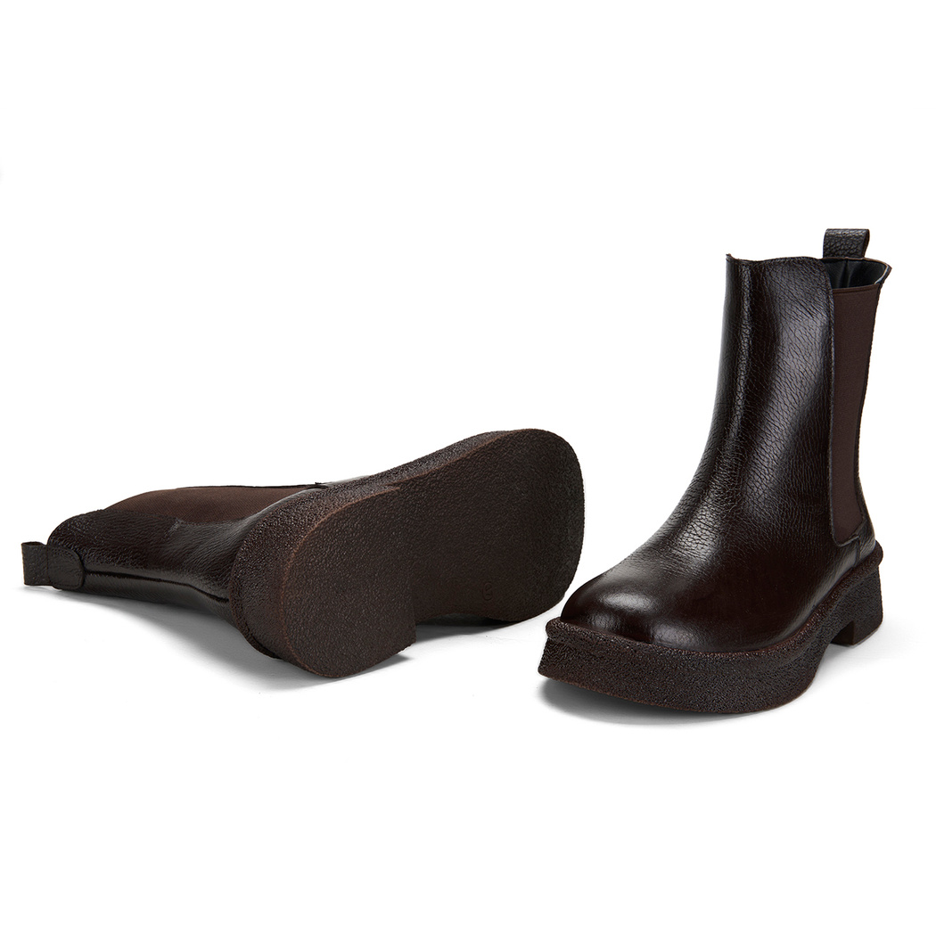 Alexis Kahve Kadın Lastikli Deri Chelsea Bot