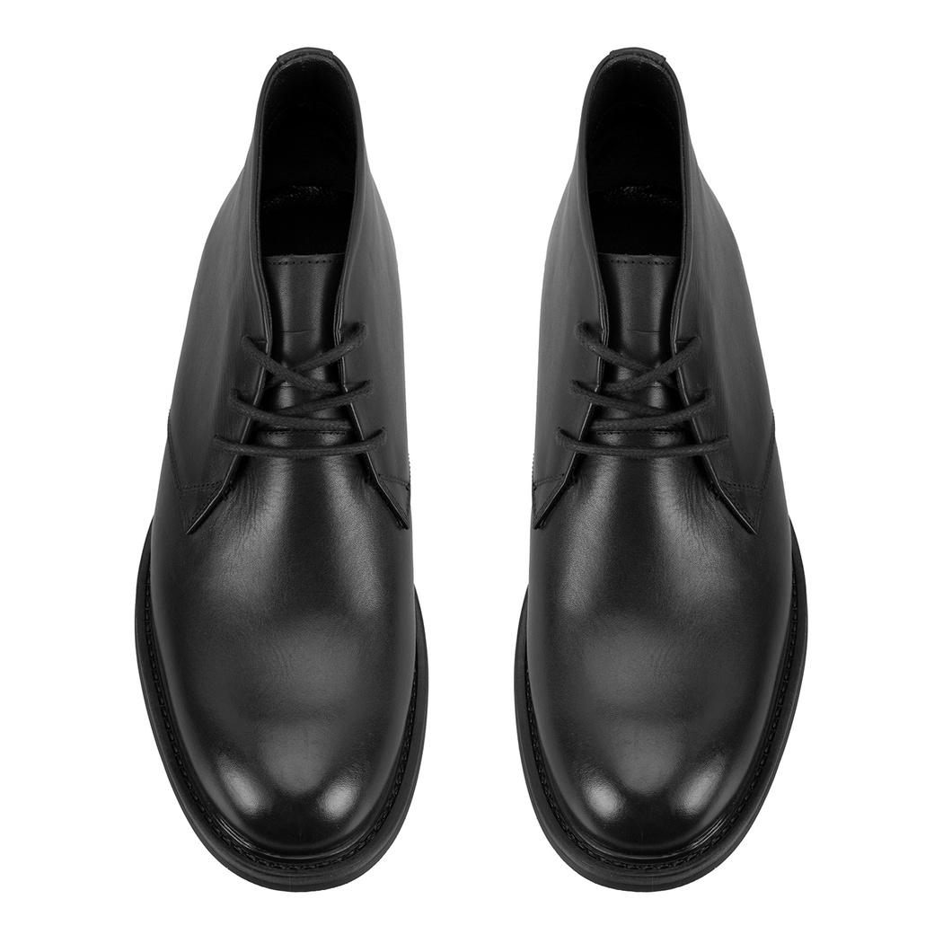 Aliah Siyah Erkek Deri Bağcıklı Bot