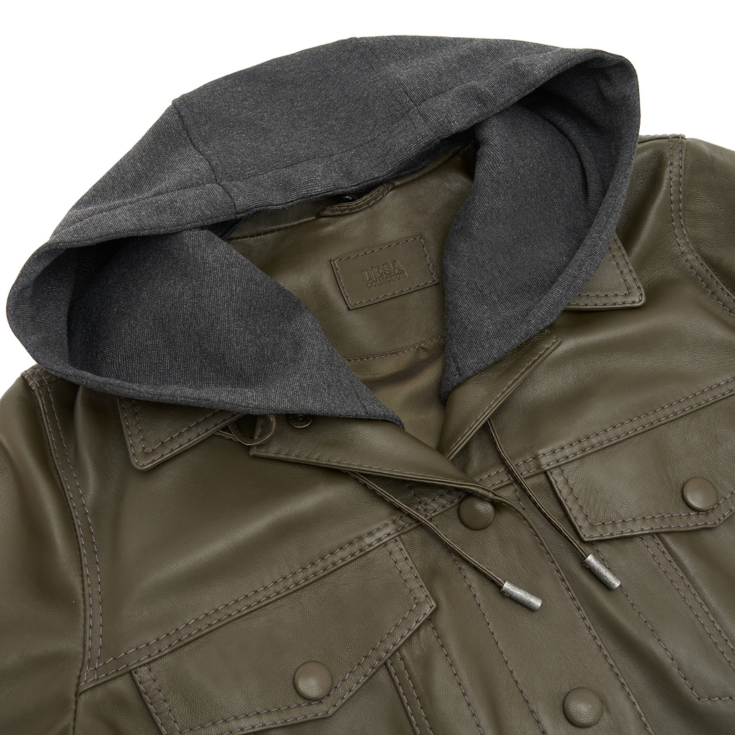 Alicia Haki Kadın Deri Kapüşonlu Ceket