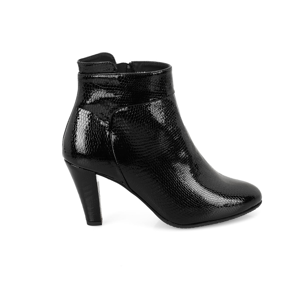 Aliza Siyah Kadın DesaComfort Fermuarlı Topuklu Deri Bot