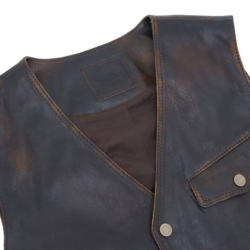 Allan Kahve Erkek Vintage Deri Yelek