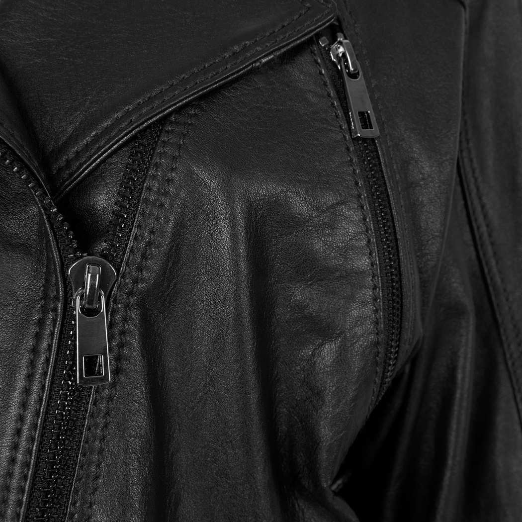 Allayna Siyah Kadın Deri Biker Ceket