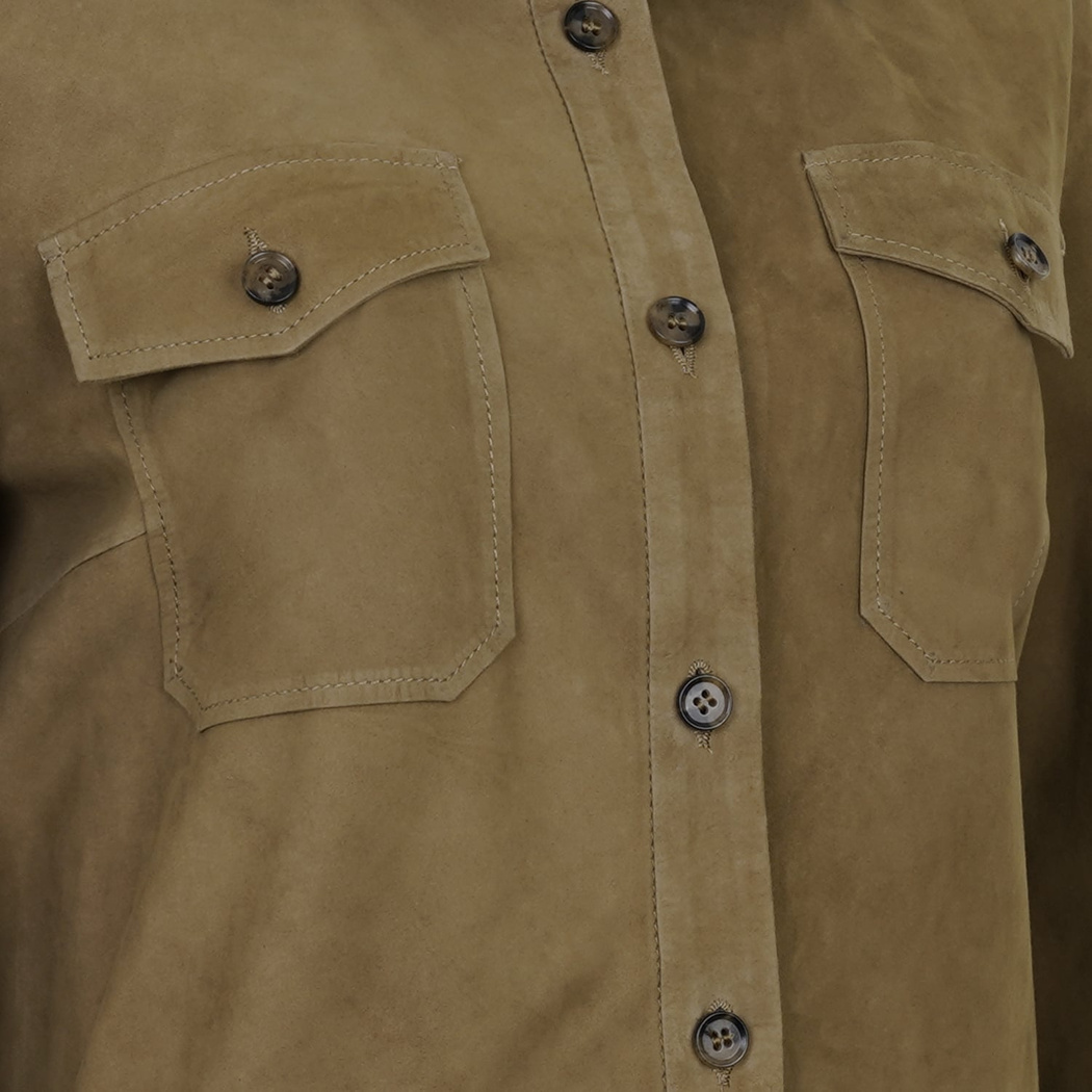 Allecra Yeşil Kadın Süet Deri Gömlek