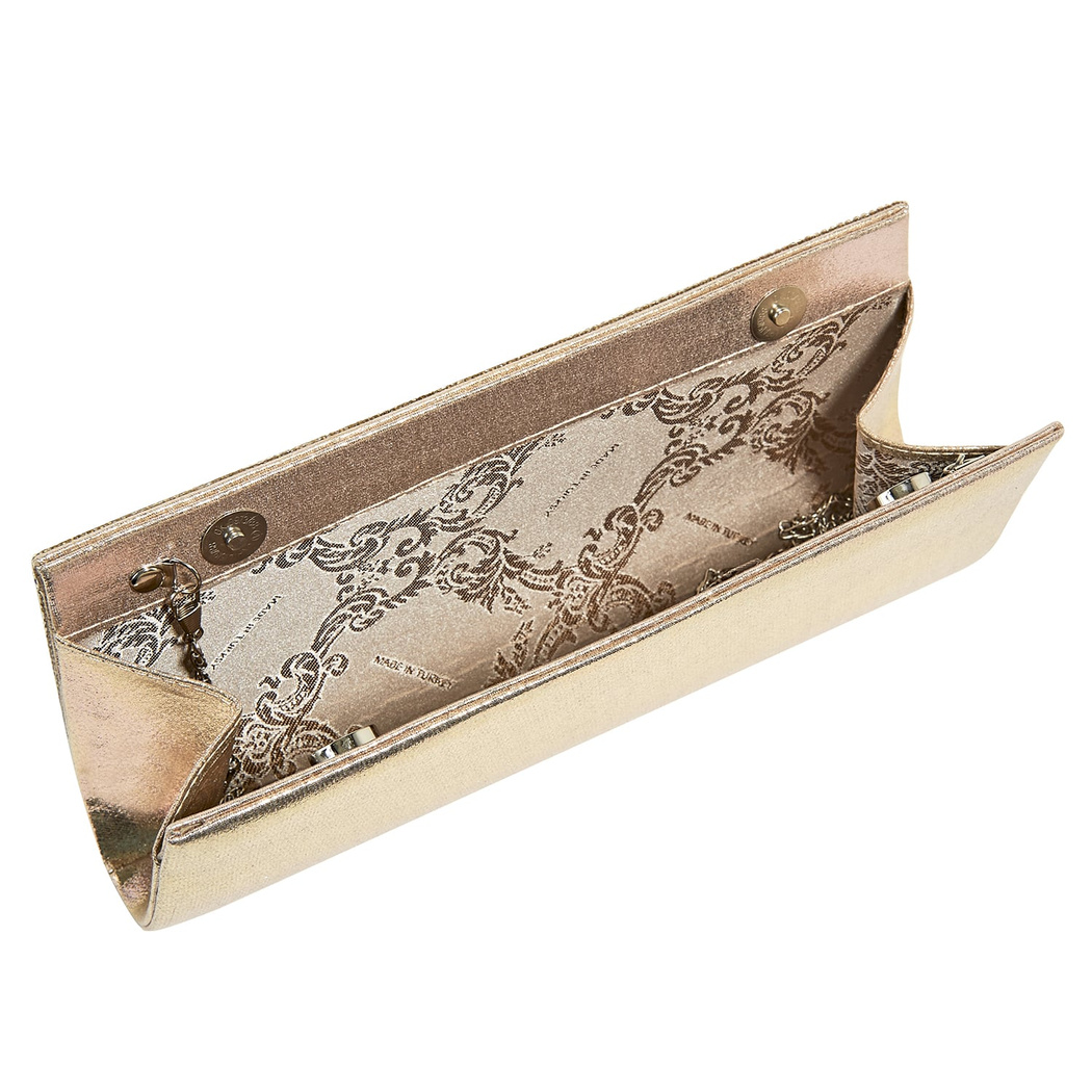 Altın Stengel Zincir Detaylı Kadın Gece Çantası