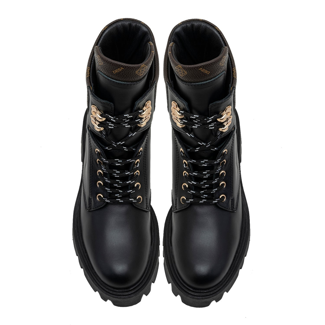 Alvar Siyah Kadın Monogram Deri Bot