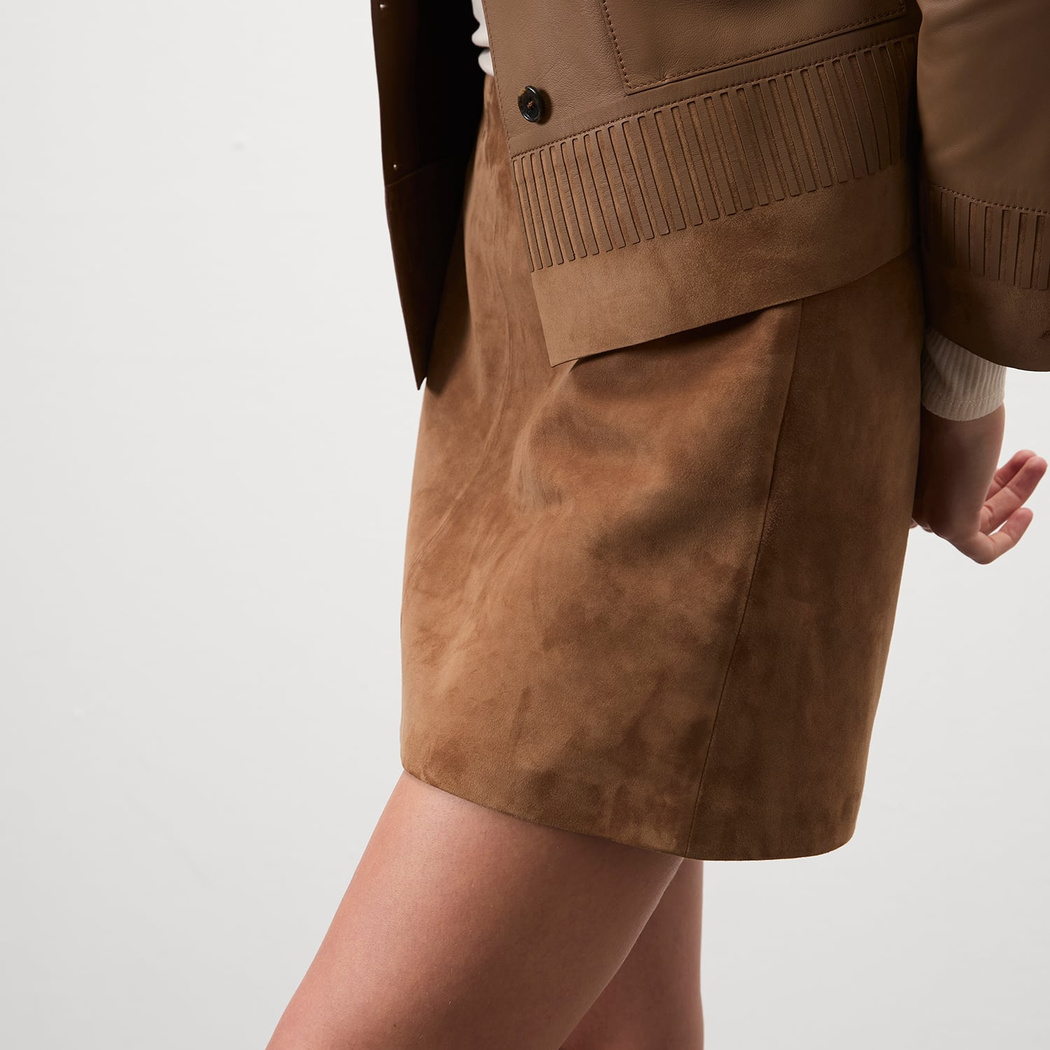 Alvira Açık Kahve Kadın Süet Etek