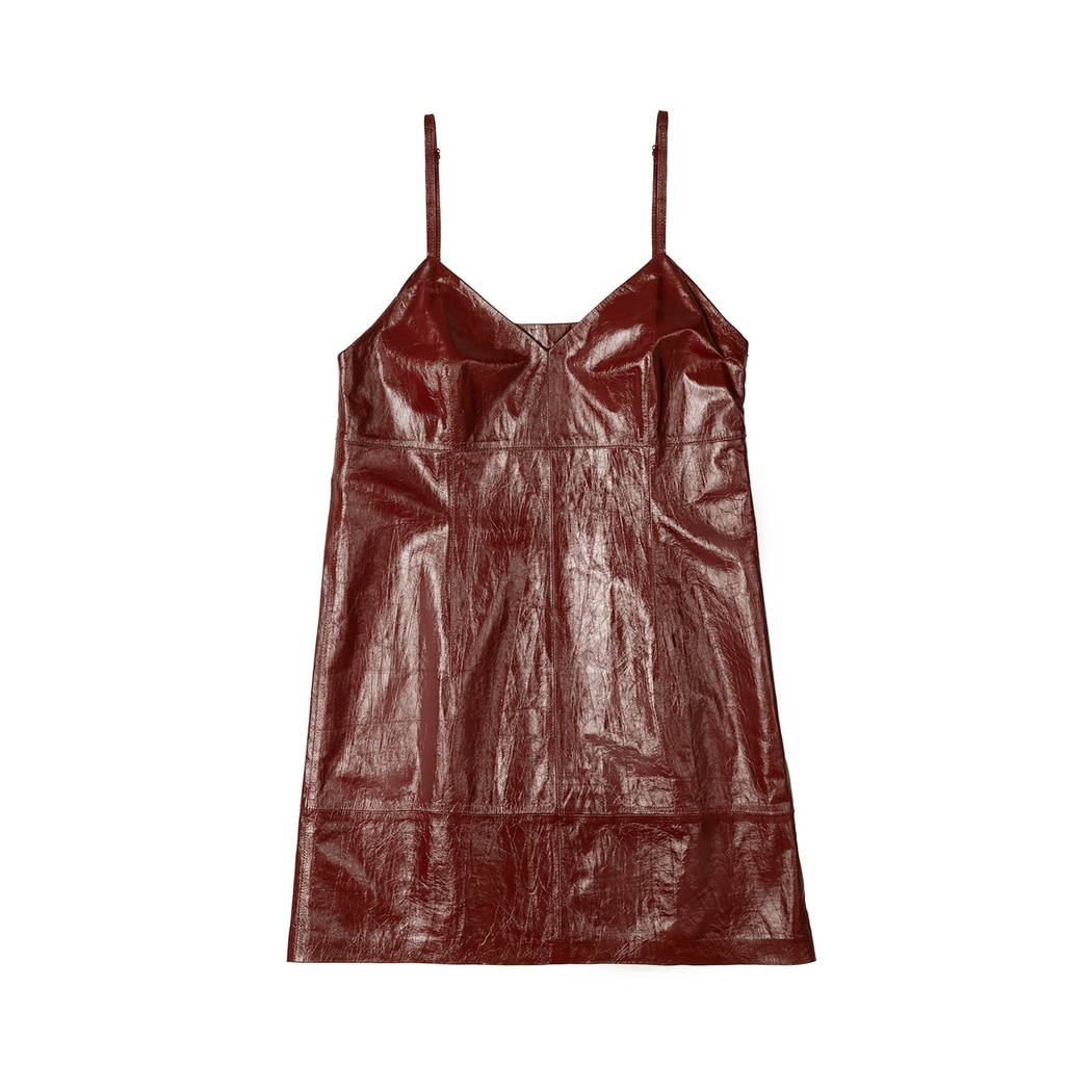 Amayeta Bordo Kadın Deri Elbise