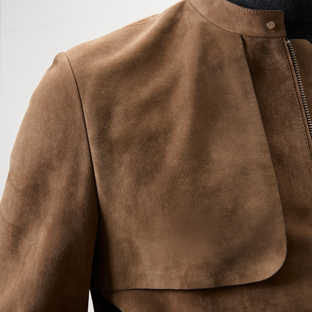 Ambrosi Kahve Erkek Bomber Süet Deri Ceket