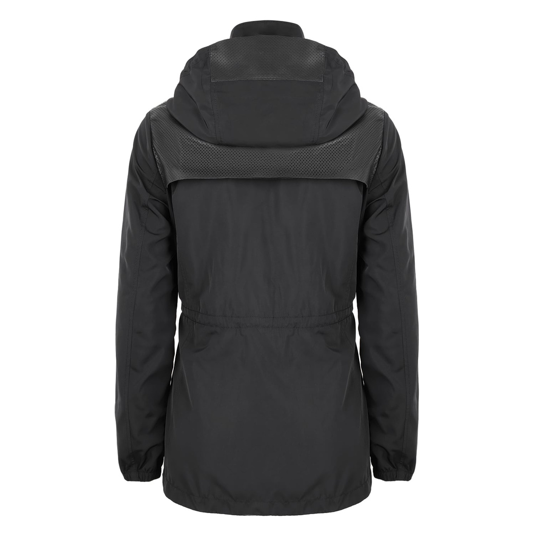 Amoura Siyah Kadın Kapişonlu Su İtici Yağmurluk