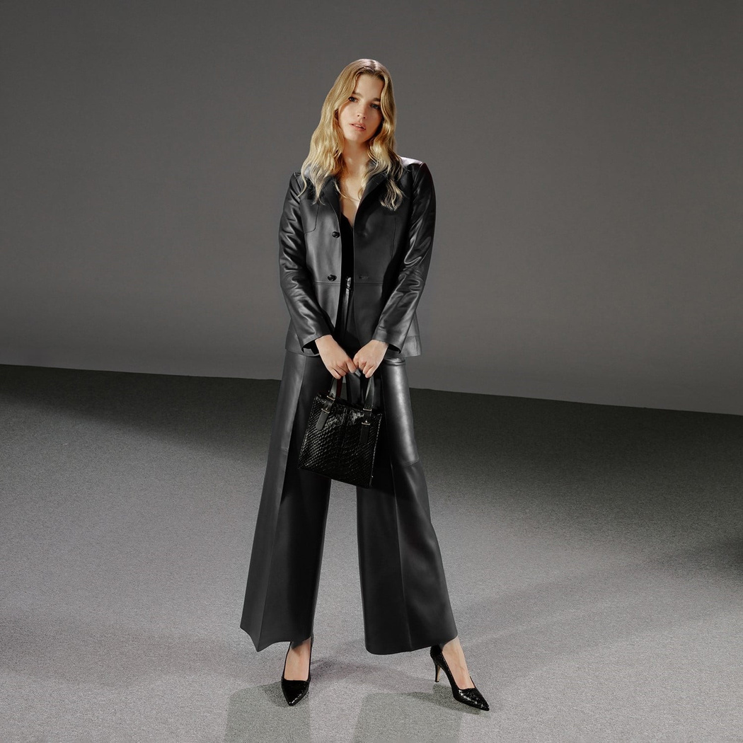 Angeni Siyah Kadın Deri Pantolon