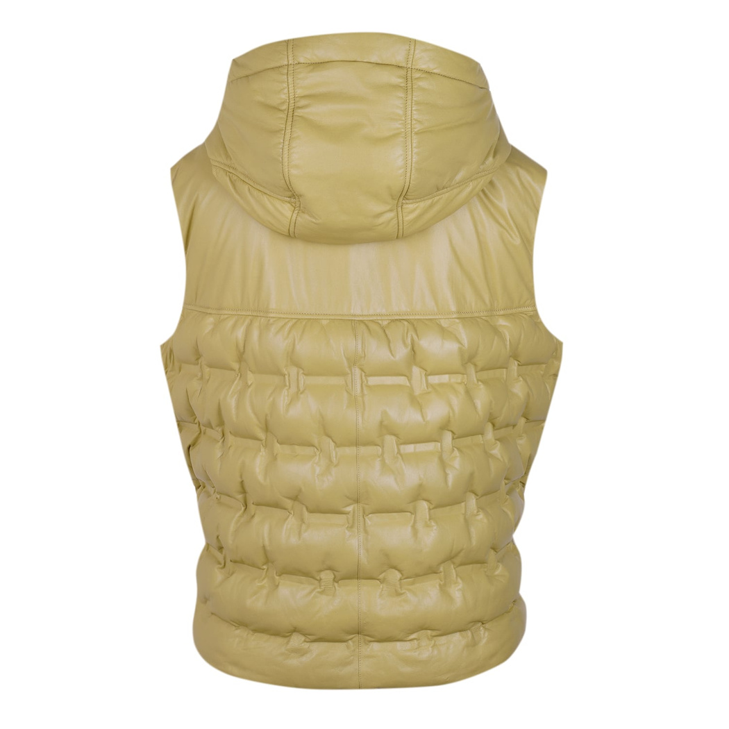 Anitra Kadın Kapüşonlu Puffer Deri Yelek