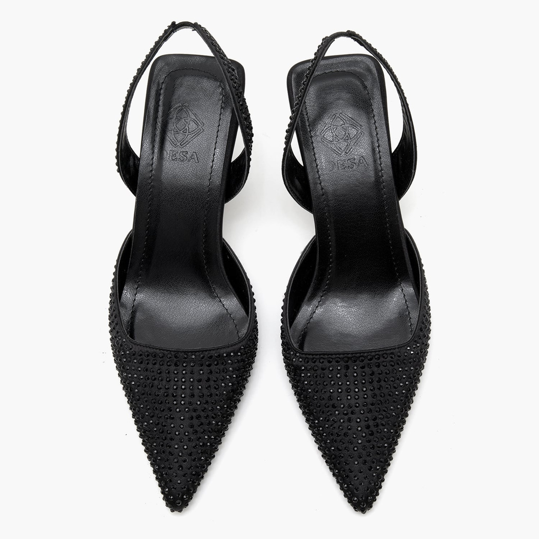 Annette Siyah Kadın Taşlı Abiye Ayakkabı