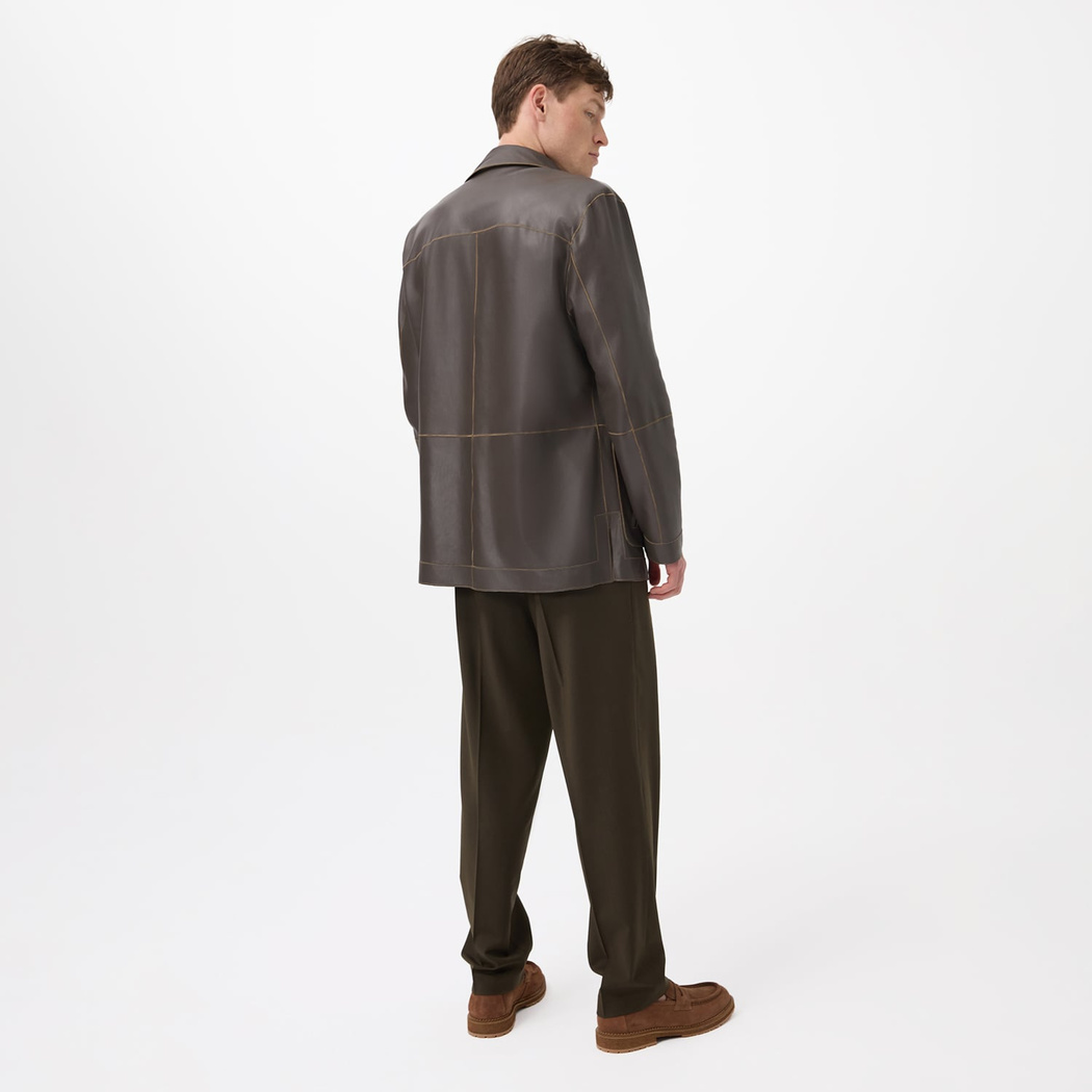 Anoki Haki Erkek Çift Taraflı Süet Deri Mont