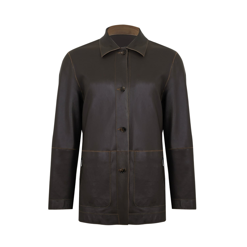 Anoki Haki Erkek Çift Taraflı Süet Deri Mont