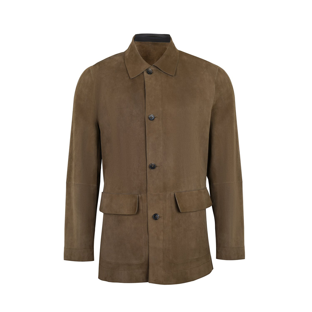 Anoki Haki Erkek Çift Taraflı Süet Deri Mont