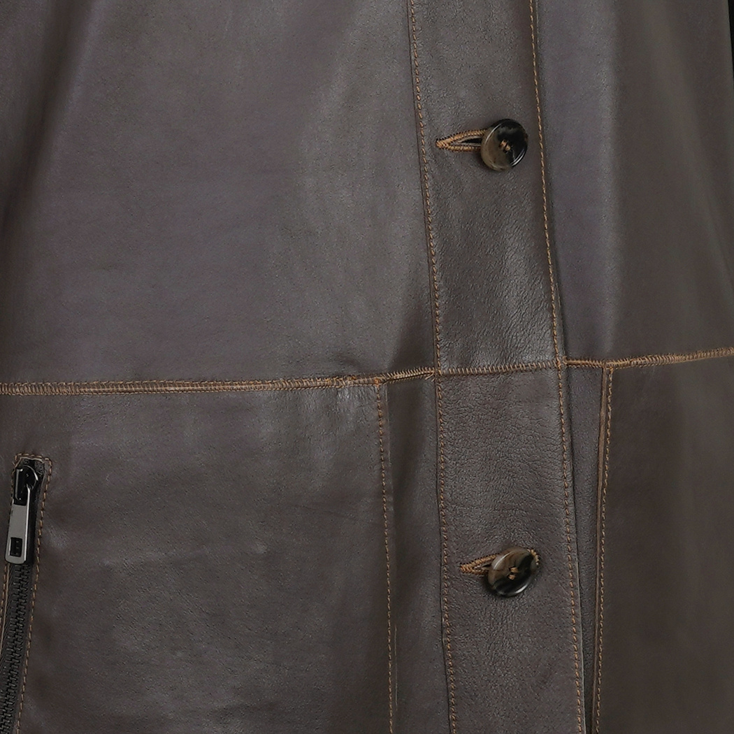 Anoki Haki Erkek Çift Taraflı Süet Deri Mont