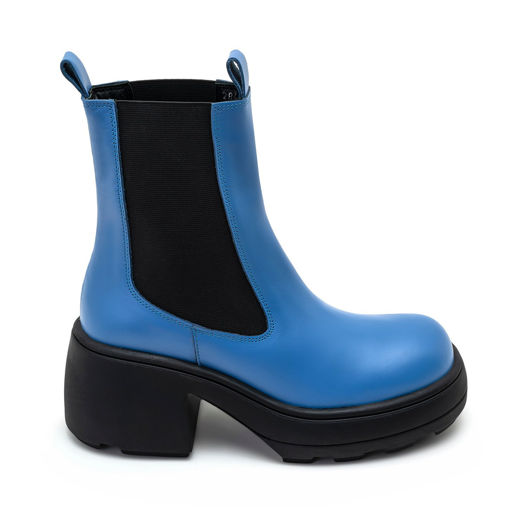 Anton Mavi Kadın Yandan Lastikli Deri Bot