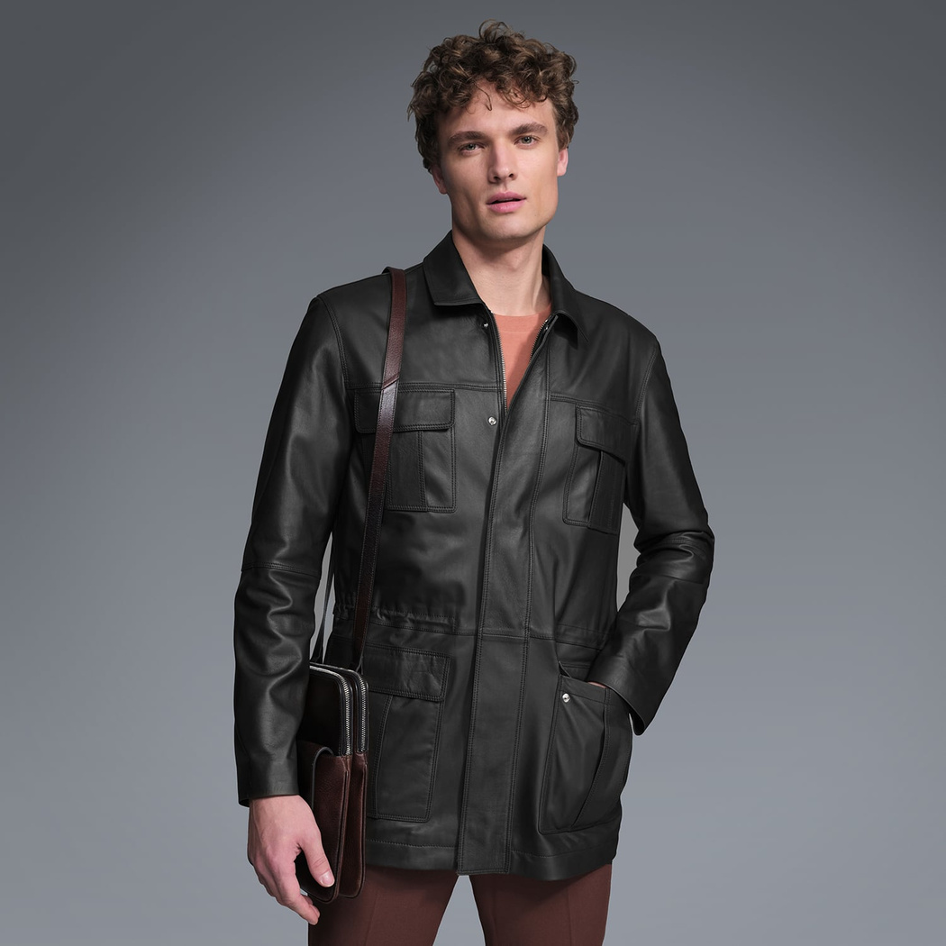 Anton Siyah Erkek Deri Kaban