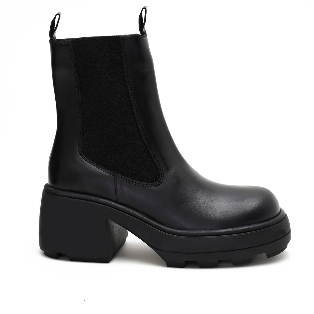 Anton Siyah Kadın Yandan Lastikli Deri Bot