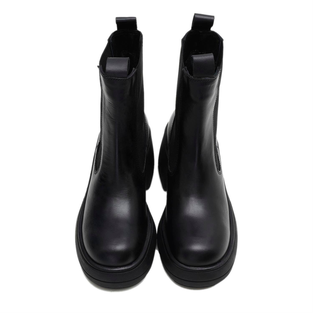 Anton Siyah Kadın Yandan Lastikli Deri Bot