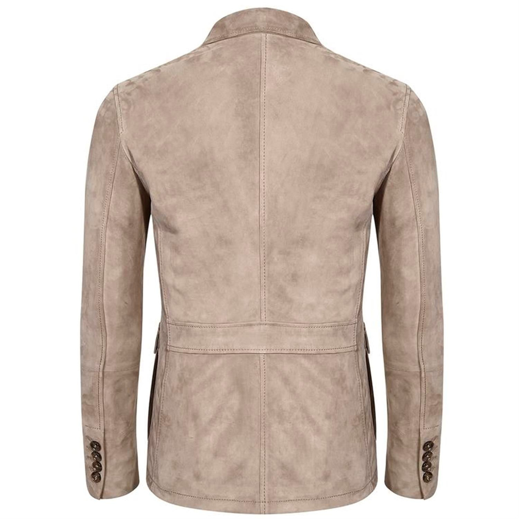 Antonin Bej Erkek Süet Safari Deri Ceket