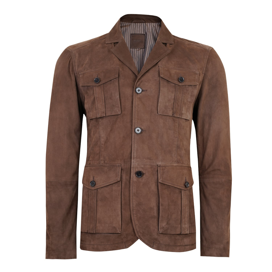 Antonin Kahve Erkek Süet Deri Safari Ceket