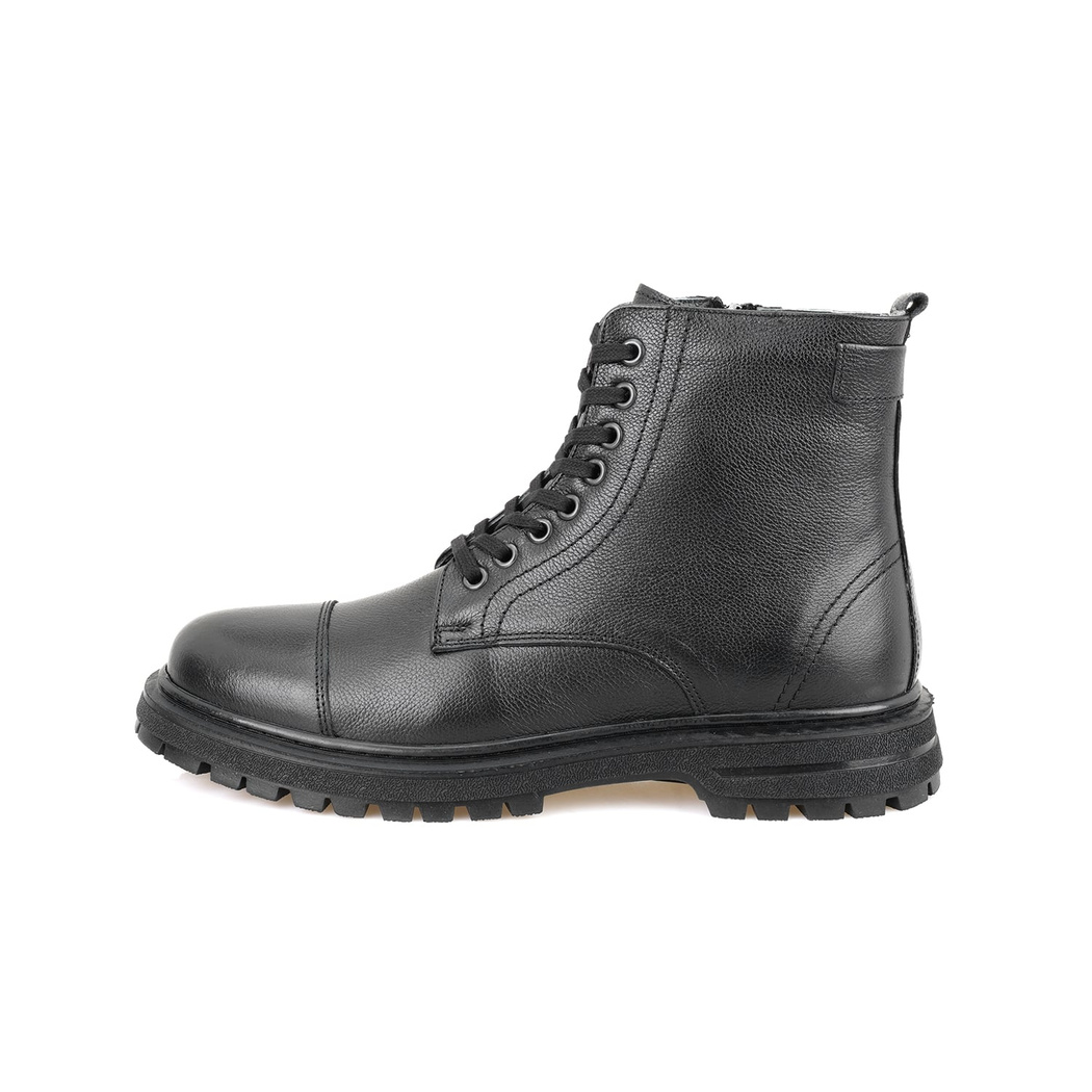 Antonio Siyah Erkek Fermuarlı Deri Bot