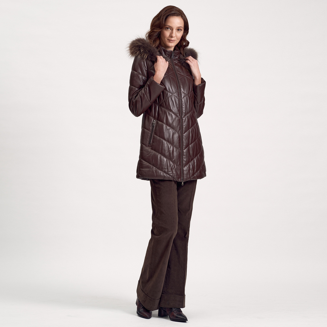 Aoibhinn Kadın Şişme Deri Mont